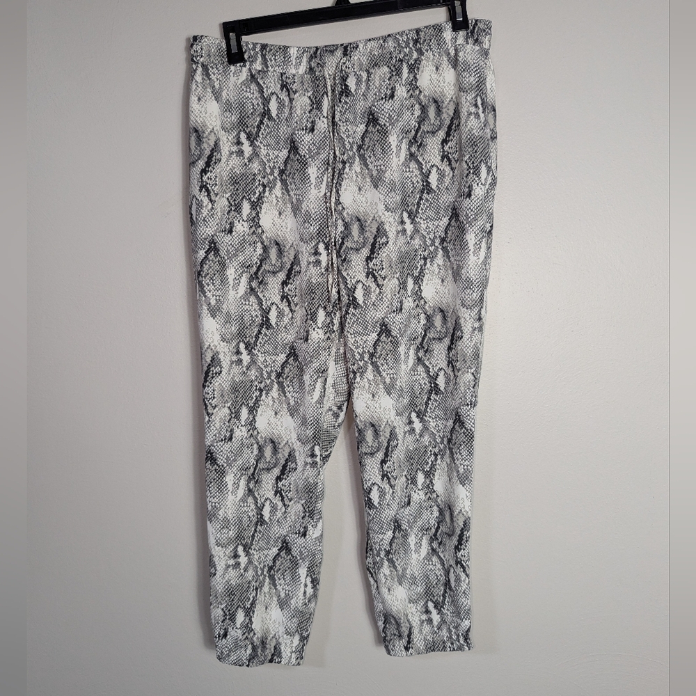 L Express Ankle High Rise Gray Python Jogger Pants w/ Drawstring Waist - Picture 2 of 5